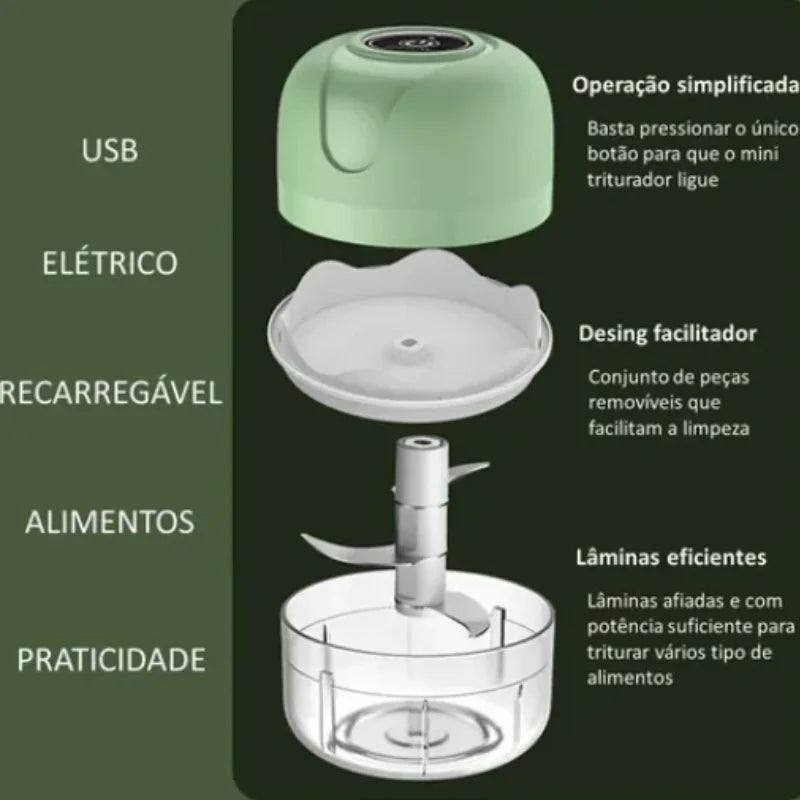 Mini Processador Elétrico de Alimentos Portátil